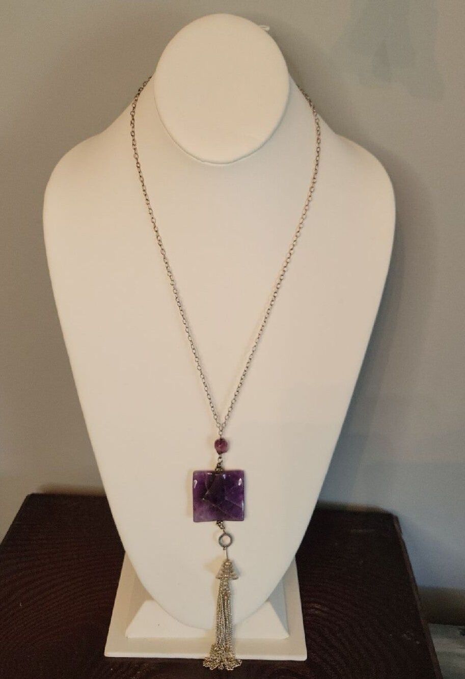 Vintage Amethyst Purple Tassel Necklace